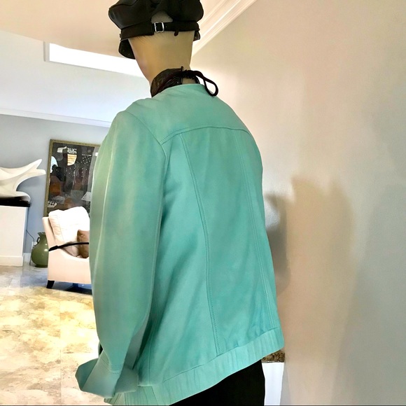 TROUVE GREEN GENUINE LEATHER JACKET - Picture 4 of 4